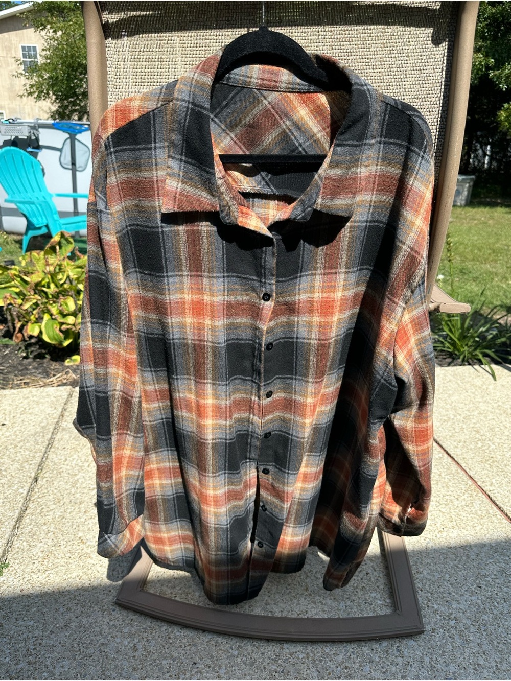 Women’s Plus Plaid Flannel Shirt - Black & Rust